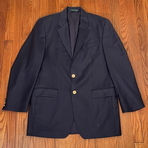 Vintage Lauren Ralph Lauren Two Button 100% Wool Blazer Navy Men’s 47R - Picture 1 of 10